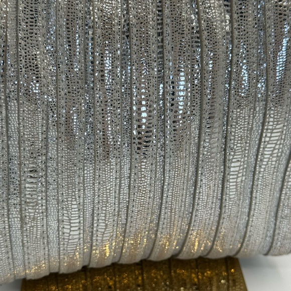 Annabel Ingall Platinum Lame' Leather Convertible Clutch Bag - Picture 12 of 17